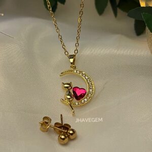 Cadena Cat Diamante Rosa