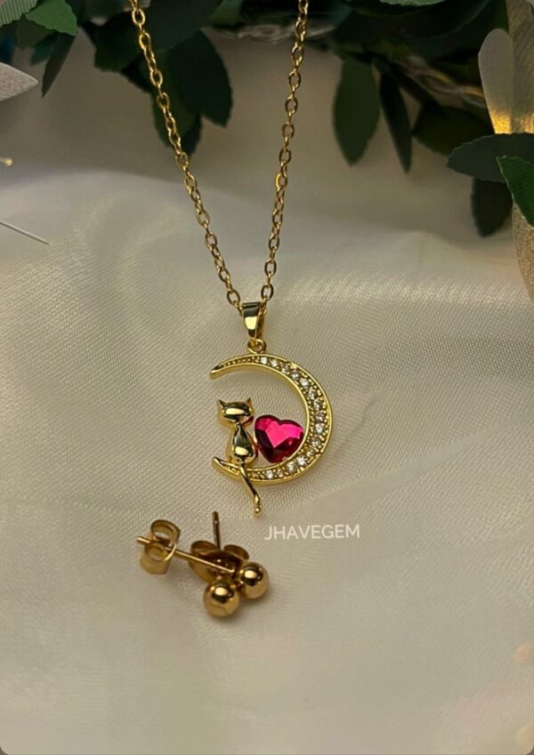 Cadena Cat Diamante Rosa