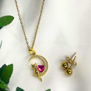 Cadena Cat Diamante Rosa